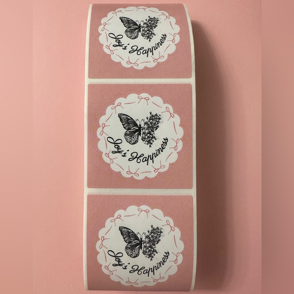 50 ct. Custom 2” Pink Bows Shipping Stickers- Packaged With Love - Picture 4 of 9